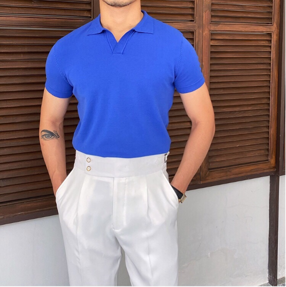 Camisa Polo con Cuello en V