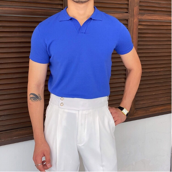 Camisa Polo con Cuello en V