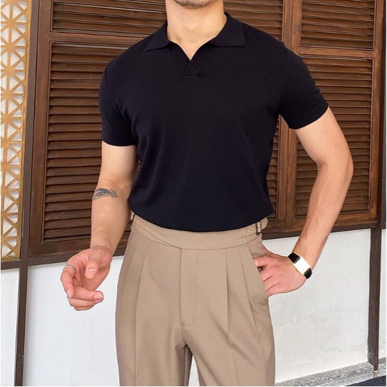 Camisa Polo con Cuello en V