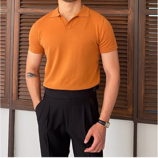 Camisa Polo con Cuello en V