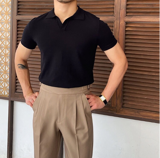 Camisa Polo con Cuello en V