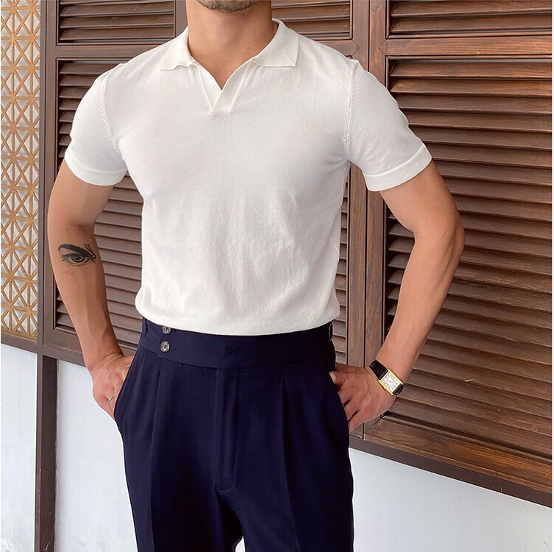 Camisa Polo con Cuello en V