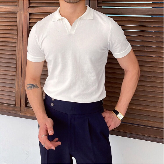 Camisa Polo con Cuello en V